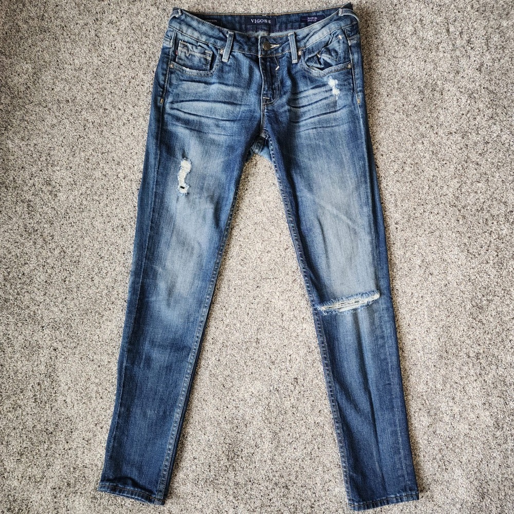 Vigoss The Thompson Tomboy Jeans Womens 26 Distressed Medium Wash Excellent